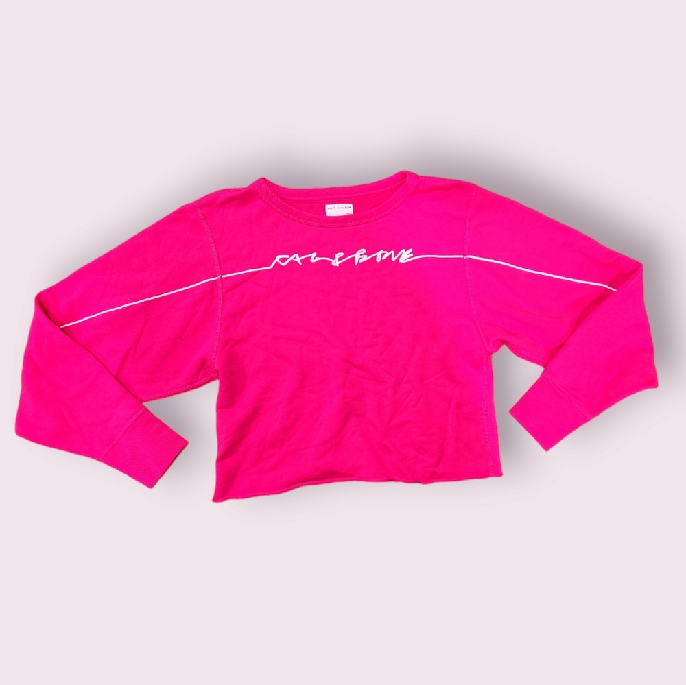 Rag & Bone Bright Rose Script Logo Cropped Pullov… - image 1